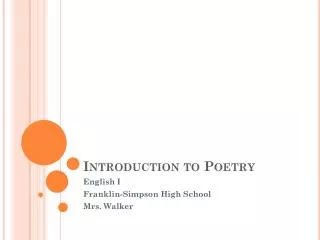 Introduction to Poetry