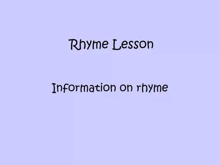 rhyme lesson
