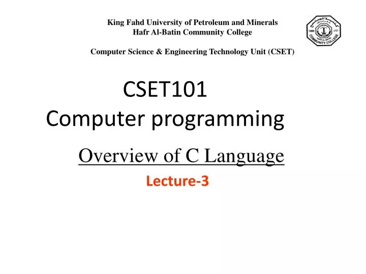 cset101 computer programming