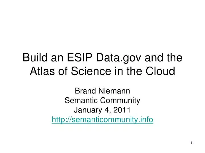 build an esip data gov and the atlas of science in the cloud
