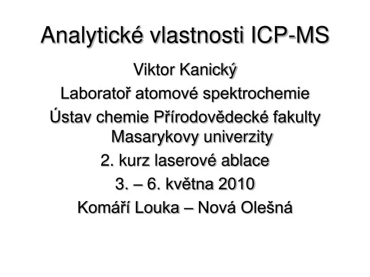 analytick vlastnosti icp ms