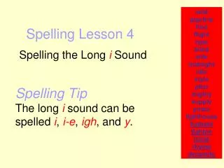 Spelling Lesson 4