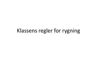 klassens regler for rygning