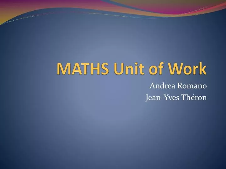 maths unit of work