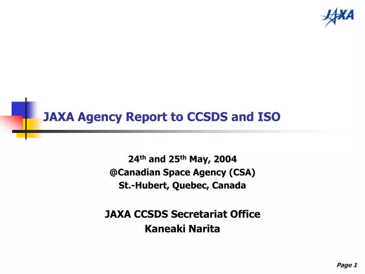 jaxa agency report to ccsds and iso