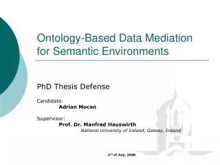 Ontology-Based Data Mediation for Semantic Environments