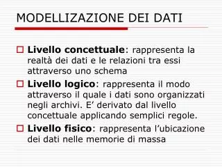 modellizazione dei dati