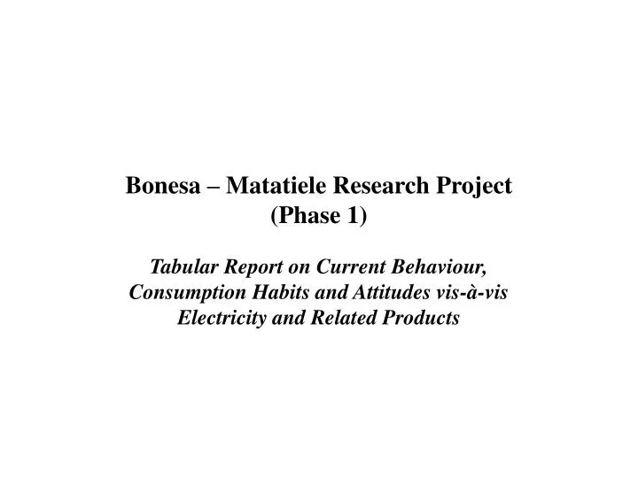bonesa matatiele research project phase 1