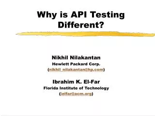 Why is API Testing Different?