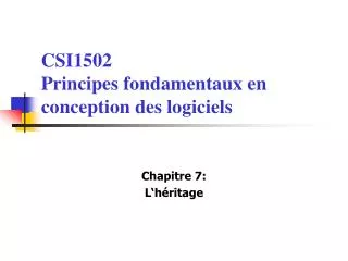 csi1502 principes fondamentaux en conception des logiciels