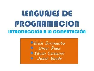 lenguajes de programacion introducci n a la computaci n