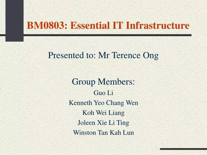 bm0803 essential it infrastructure