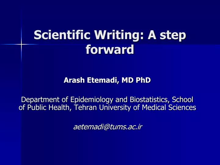 scientific writing a step forward