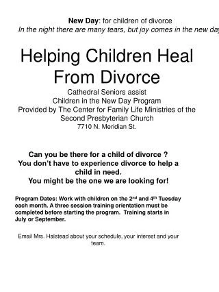 Can you be there for a child of divorce ?