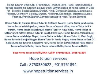Home Tutor in South Ex, Defence Colony for Chemistry,Physics