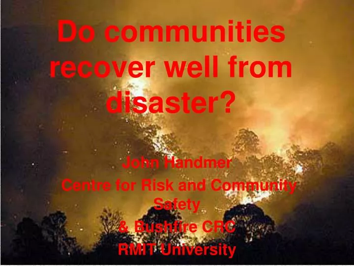 do communities recover well from disaster