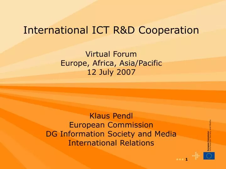 international ict r d cooperation virtual forum europe africa asia pacific 12 july 2007