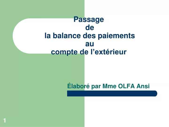 passage de la balance des paiements au compte de l ext rieur