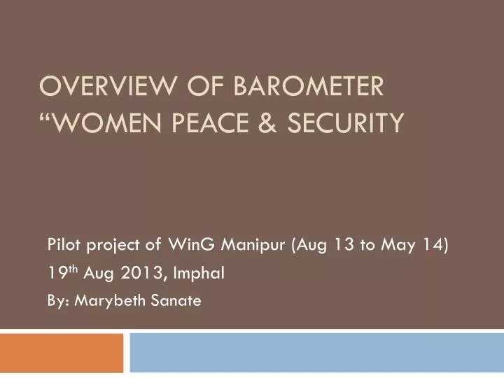 overview of barometer women peace security