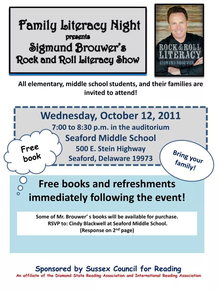 family literacy night presents sigmund brouwer s rock and roll literacy show