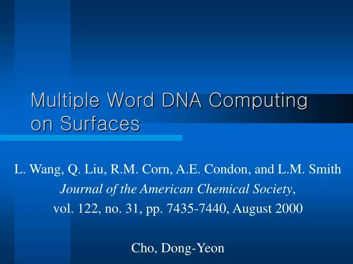 multiple word dna computing on surfaces