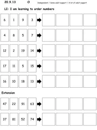 20 9 13 o li i am learning to order numbers