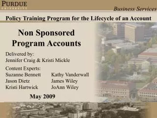 Non Sponsored Program Accounts