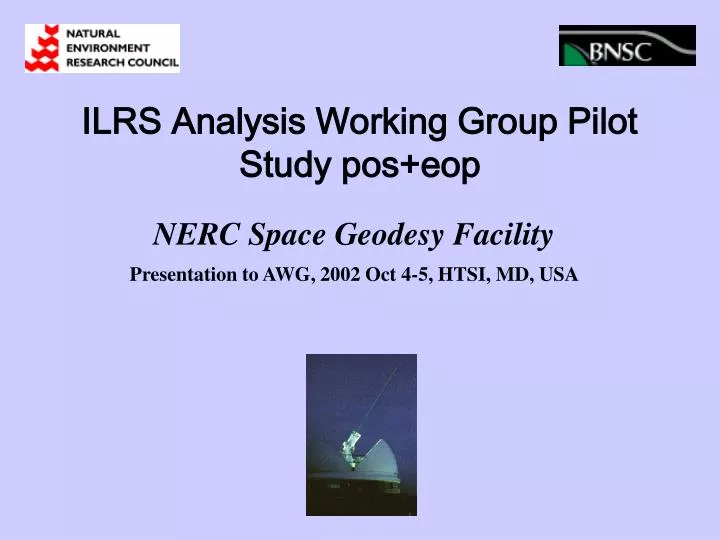 ilrs analysis working group pilot study pos eop
