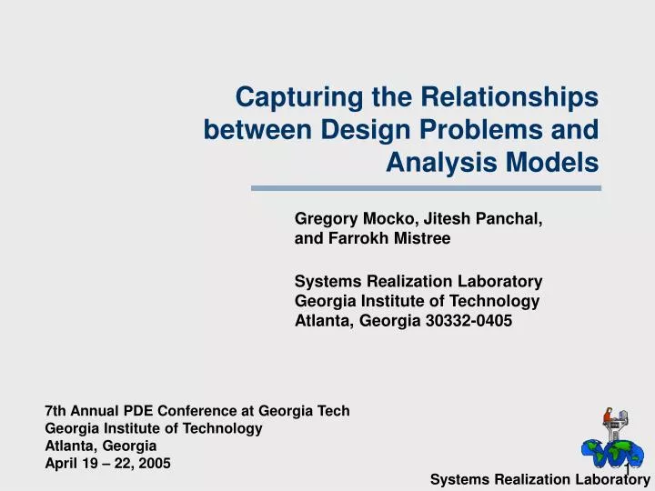 capturing the relationships between design problems and analysis models