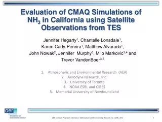 Evaluation of CMAQ Simulations of NH 3 in California using Satellite Observations from TES