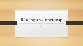Reading a weather map