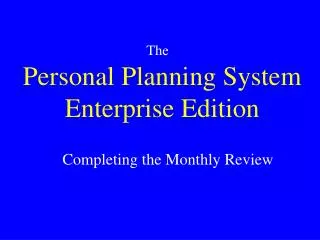 Personal Planning System Enterprise Edition