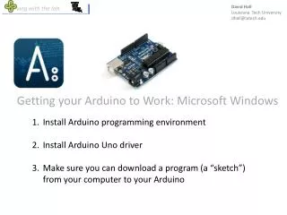 Getting your Arduino to Work: Microsoft Windows