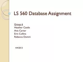 LS 560 Database Assignment