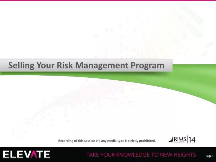 selling your risk management program