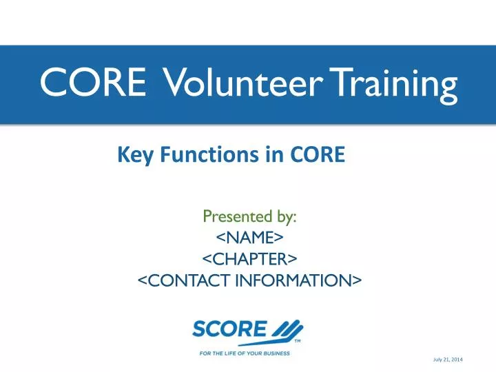 core volunteer training