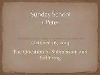 Sunday School 1 Peter
