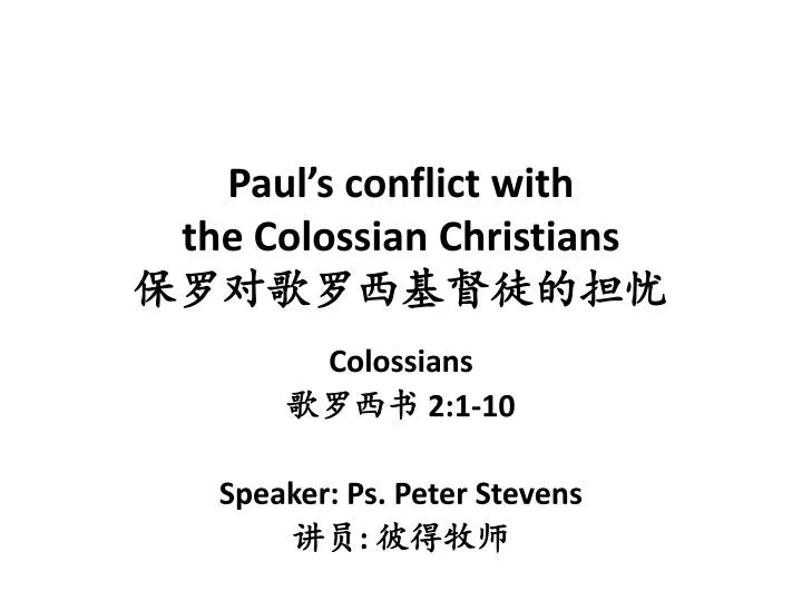paul s conflict with the colossian christians