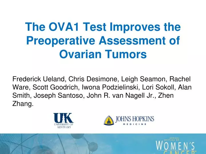 the ova1 test improves the preoperative assessment of ovarian tumors