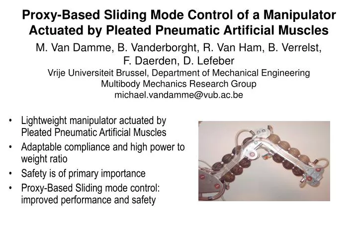 proxy based sliding mode control of a manipulator actuated by pleated pneumatic artificial muscles