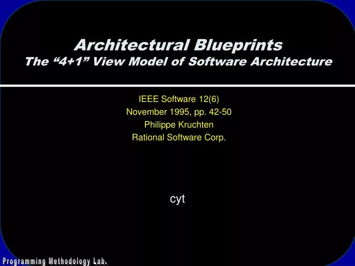 architectural blueprints the 4 1 view model of software architecture