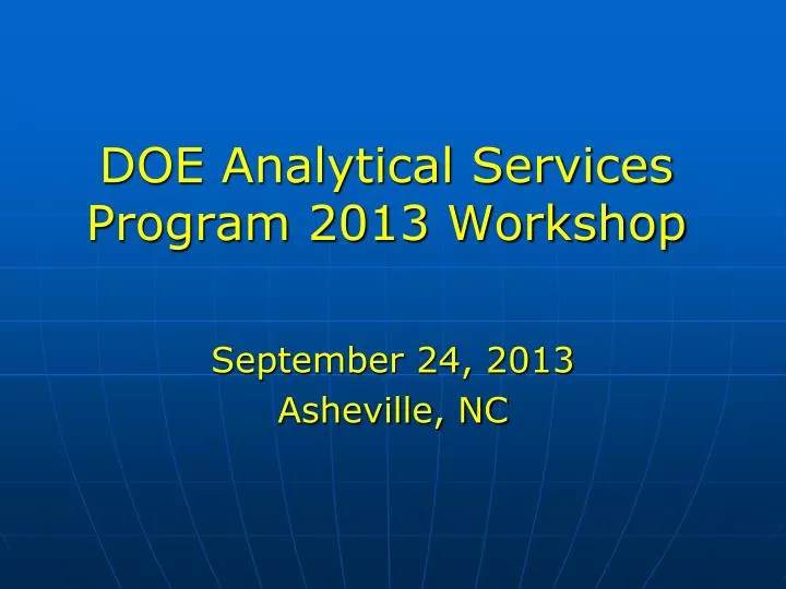 doe analytical services program 2013 workshop