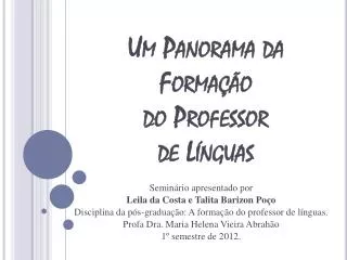 um panorama da forma o do professor de l nguas