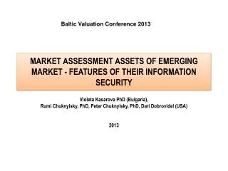 MARKET ASSESSMENT ASSETS OF EMERGING MARKET - FEATURES OF THEIR INFORMATION SECURITY