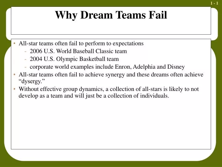 why dream teams fail