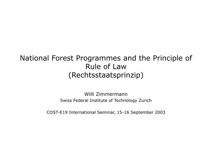 national forest programmes and the principle of rule of law rechtsstaatsprinzip