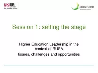 Session 1: setting the stage