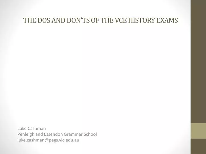 the dos and don ts of the vce history exams