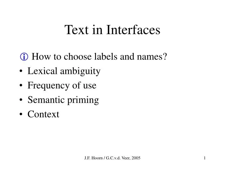 text in interfaces