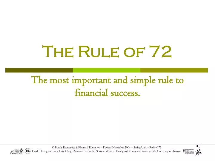 the rule of 72 the most important and simple rule to financial success